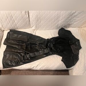 Black Pu Leather Midi Skirt Dress